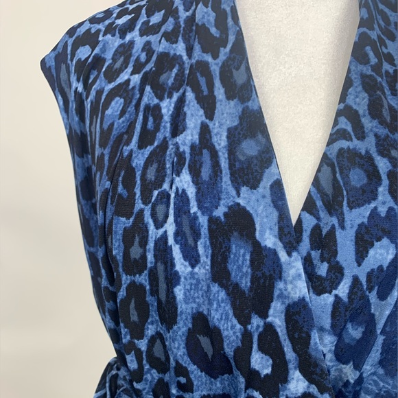 London Times Blue Leopard Dress Size 6 - Picture 6 of 8